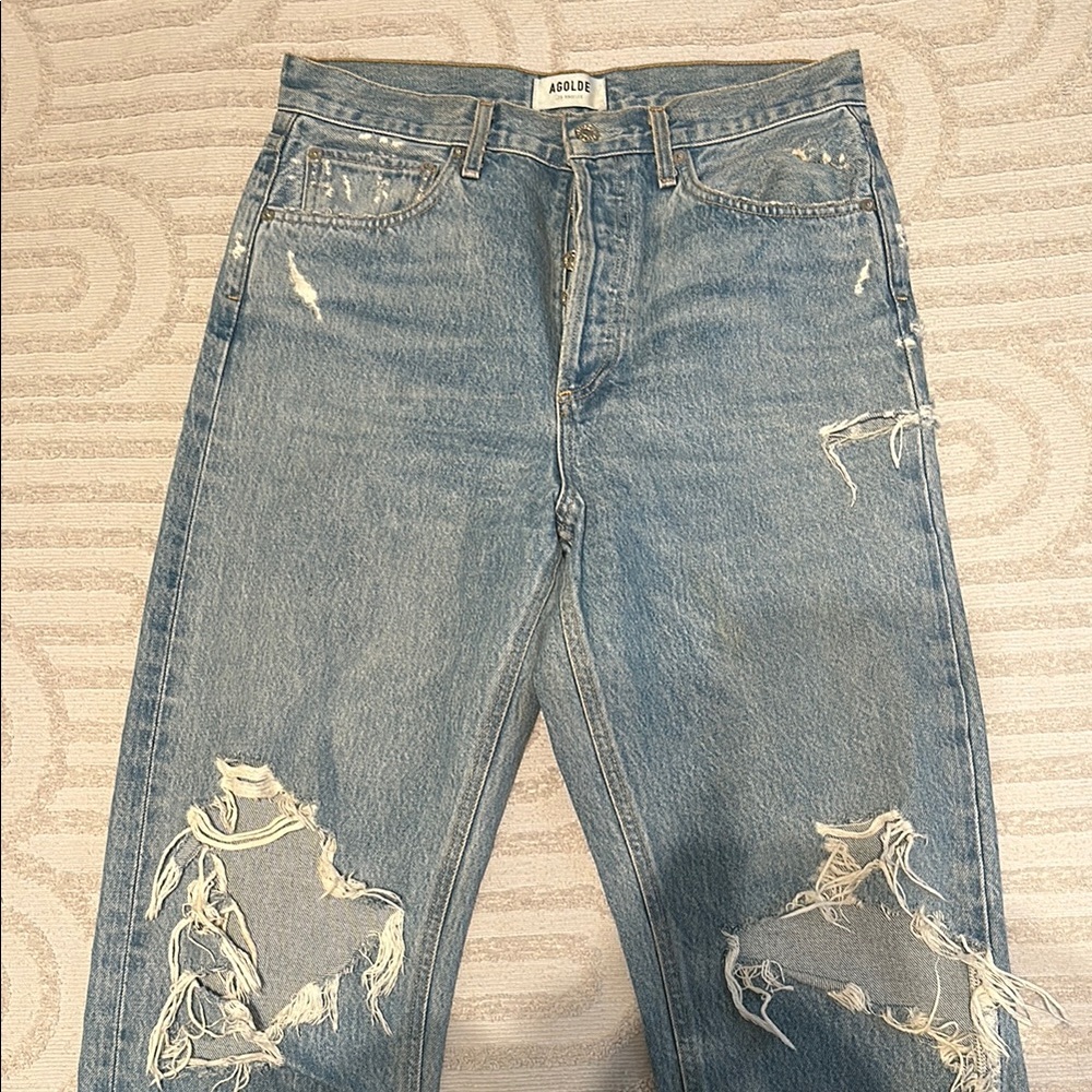 Agolde Blue Boyfriend Distressed Jeans